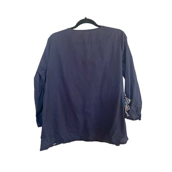 Unbranded 100% Cotton Light Weight Embroidered Blue Boho Top No Size - Picture 2 of 4